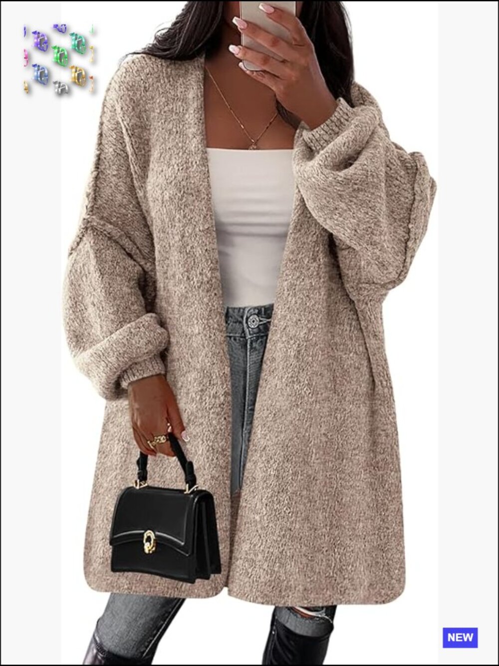 Oversized Long Cardigan Sweater Trendy Relaxed Fit Open Front Knit Jacket Coat - Picture 1 of 7